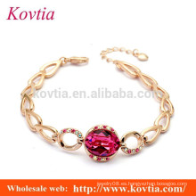 Pulsera cristalina de la rosa del oro hermoso 18k de las compras libres para las señoras